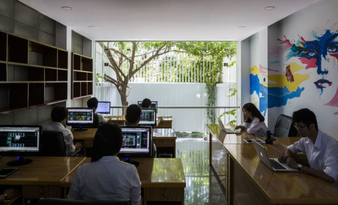 Symbiosis office building, Cong Sinh Architects, green office space, Vietnam, green renovation, green architecture, urbanization, green spaces, trellis design, natural light