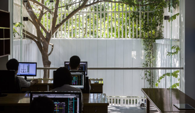 Symbiosis office building, Cong Sinh Architects, green office space, Vietnam, green renovation, green architecture, urbanization, green spaces, trellis design, natural light