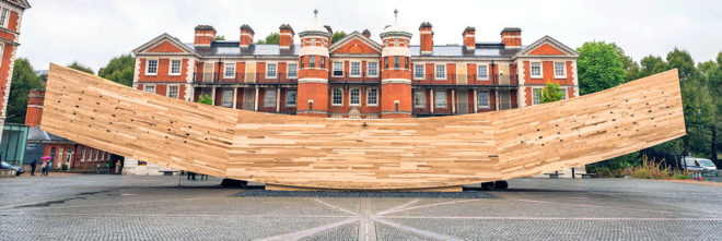 The Smile, London Design Festival, The Smile at London Design Festival, The Smile by Alison Brooks Architects, Alison Brooks Architects, Alison Brooks, Arup, American Hardwood Export Council, cross-laminated timber, American tulipwood, wood installation