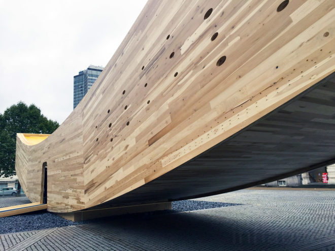 The Smile, The Smile by Alison Brooks Architects, Alison Brooks Architects, Arup, London Design Festival, 2016 London Design Festival, London, design, American Hardwood Export Council, hardwood, timber, cross-laminated timber, CLT, American tulipwood, tulipwood, tulipwood CLT, installation