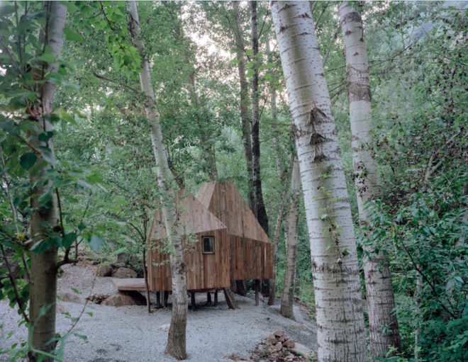 The Treehouse by Wee Studio, crowdfunded architecture projects, Mount Wuling Treehouse, Treehouse getaway in Beijing, Wee Studio crowdfunded architecture, prefabricated treehouse, recycled wood treehouse,