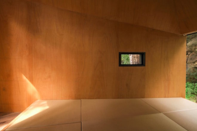 The Treehouse by Wee Studio, crowdfunded architecture projects, Mount Wuling Treehouse, Treehouse getaway in Beijing, Wee Studio crowdfunded architecture, prefabricated treehouse, recycled wood treehouse,