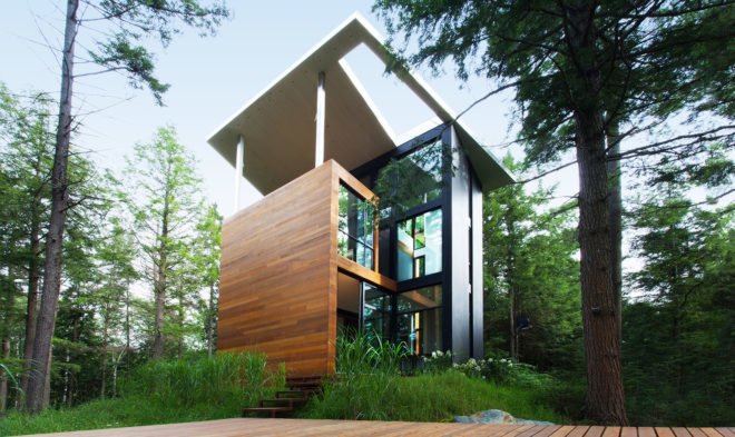 Jarnuszkiewicz house, Canada, timber cladding, YH2 Architecture, open-plan layout, Montreal, observation tower, belvedere, mezzanine, green architecture