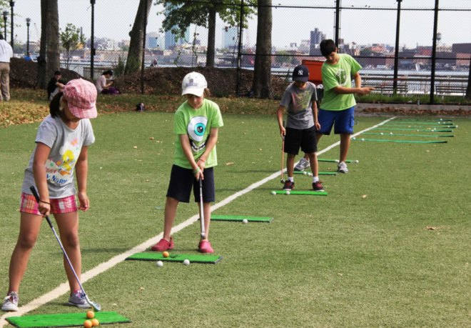 heather lubov, city parks foundation, baseball diamonds transformed into golf schools, golf school nyc, nyc golf, urban golf range, golf range nyc, adaptive reuse