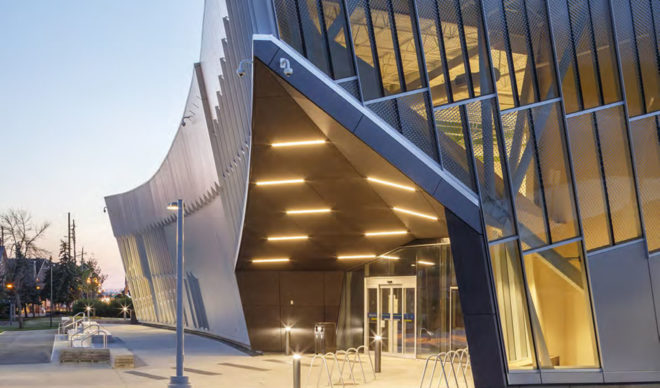 Vaughan Civic Centre Resource Library, ZAS Architects, library, Canada, reflective facade, interior courtyard, flexible layout, green architecture, green library, glass facade