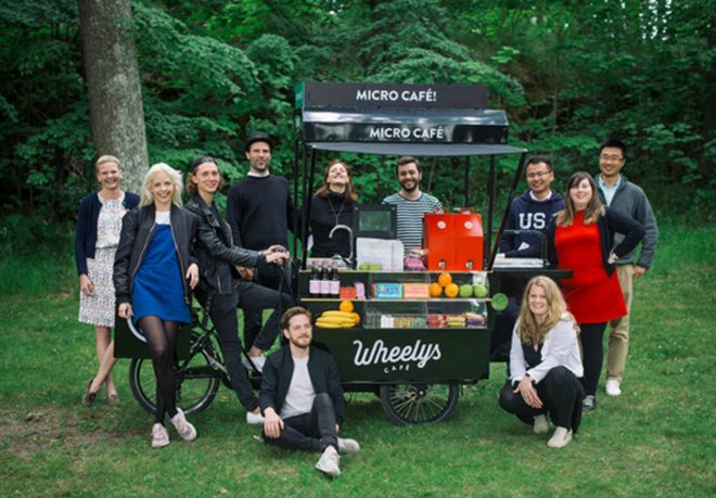 Wheely's Cafe, Wheely's 5 Open Source Bike Cafe, worlds smallest cafe, eco-friendly cafes, transportable cafes, wheely's eco cafe, green transportation, green initiatives indiegogo, ecological cafe bike, NSID bikes, solar power coffee, sustainable coffee, bike cafes, coffee franchises, green coffee makers,