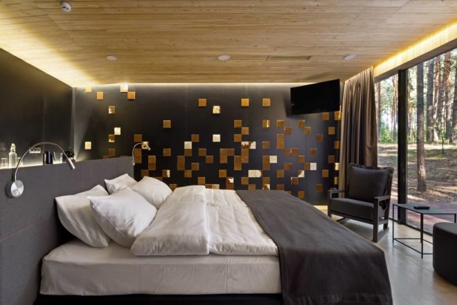 YOD Studio, wooden cabins, Guest Houses 2.0, green accommodation, Ukraine, prefab materials, two way glass, vertical wood clad, Relax Park Verholy