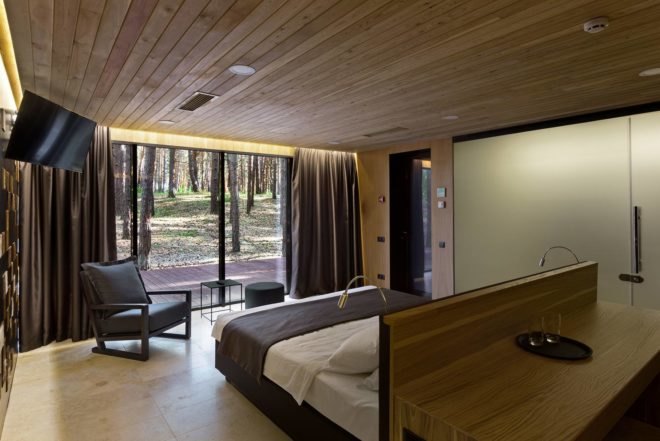 YOD Studio, wooden cabins, Guest Houses 2.0, green accommodation, Ukraine, prefab materials, two way glass, vertical wood clad, Relax Park Verholy