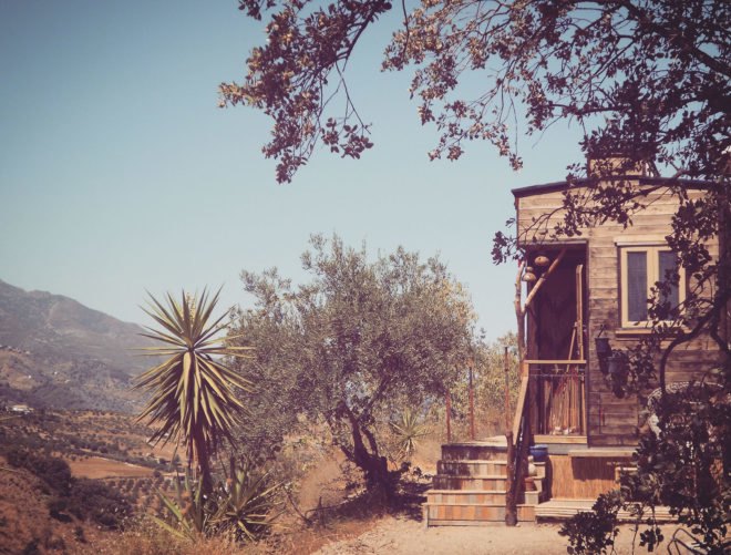 bohemian, boho, wooden house, tiny house, house on wheels, spain, off the grid, off-grid houses