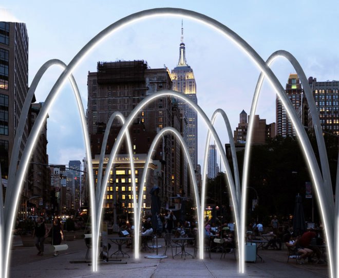 Flatiron Sky-Line, flatiron partnership, van alen institute, lot architects, van alen, flatiron skyline, flatiron holiday, led lighting, led art, light art, nyc art