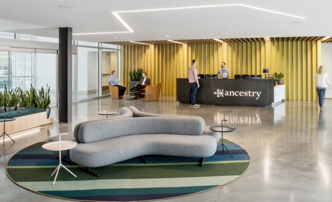 Ancestry headquarters, Rapt Studio, genetics, genealogy, green office space, art installation, migration, green architecture, green interior, shared spaces