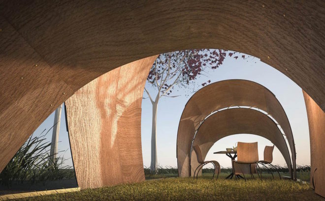 Armadillo Tea Pavilion by Ron Arad, Armadillo Tea Pavilion by REVOLUTION, Ron Arad designs for REVOLUTION, REVOLUTION prefabricated architecture, Ron Arad prefabricated architecture, modular architecture REVOLUTION