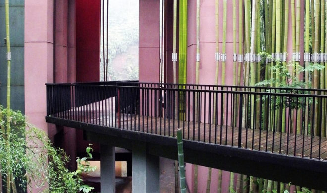 Zhuhai National Park, park gateway, China, bamboo, bamboo structure, Bamboo Sea, West-line studio, green architecture, concrete, glass roof, humidity