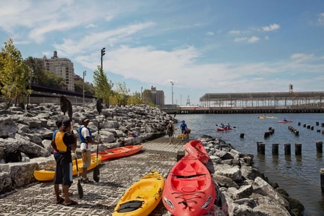 Brooklyn Bridge Park, Pier 3, bill de blasio, nyc green space, green space pier 3, Michael Van Valkenburgh Associates, industrial waterfront nyc, nyc brooklyn waterfront, Regina Myer, urban green space, green space nyc, nyc waterfront parks, nyc parks, landscape architecture