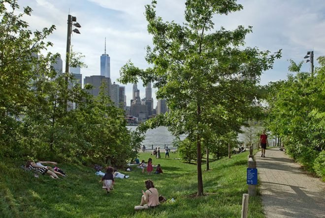Brooklyn Bridge Park, Pier 3, bill de blasio, nyc green space, green space pier 3, Michael Van Valkenburgh Associates, industrial waterfront nyc, nyc brooklyn waterfront, Regina Myer, urban green space, green space nyc, nyc waterfront parks, nyc parks, landscape architecture