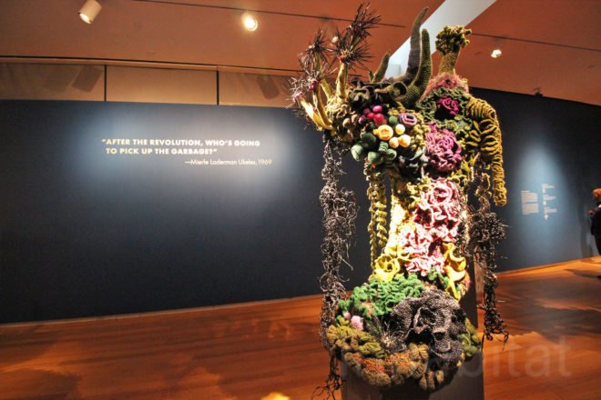 Crochet Coral Reef: TOXIC SEAS, crochet corals, Margaret Wertheim, Christine Wertheim, Museum of Arts and Design, ocean pollution, plastic pollution, plastic in oceans, dying corals, coral reefs, coral bleaching