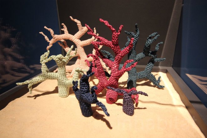 Crochet Coral Reef: TOXIC SEAS, crochet corals, Margaret Wertheim, Christine Wertheim, Museum of Arts and Design, ocean pollution, plastic pollution, plastic in oceans, dying corals, coral reefs, coral bleaching