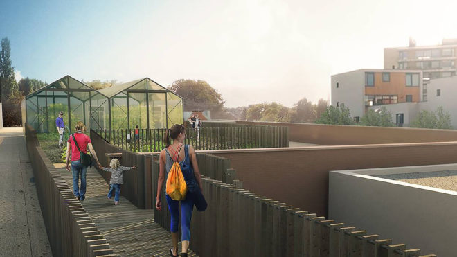 Delhaize, Delhaize Boondael, supermarket, grocery store, market, rooftop garden, garden, greenhouse, rooftop greenhouse, vegetables, local produce, produce