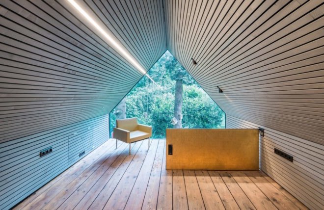 Enchanted Shed by Sue Architekten, adaptive reuse of outbuilding, 1930s farm building transformation, coal tar timber cladding,