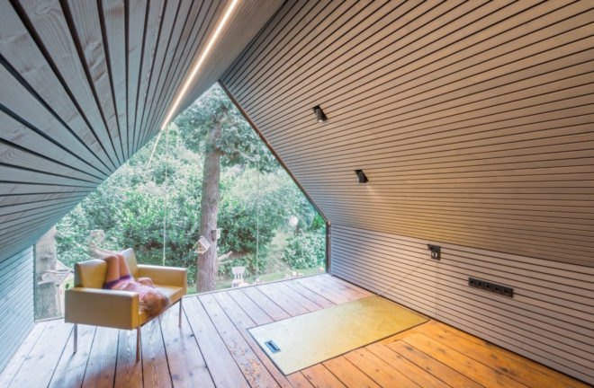 Enchanted Shed by Sue Architekten, adaptive reuse of outbuilding, 1930s farm building transformation, coal tar timber cladding,