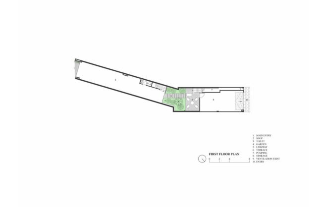 Garden House in Vietnam, Ho Khue Architects, green-roofed narrow house, Vietnam, natural ventilation, Vietnam, green architecture, vertical garden, green roof, perforated brick, brickwork, natural light, planters