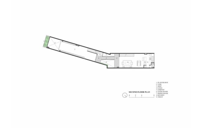 Garden House in Vietnam, Ho Khue Architects, green-roofed narrow house, Vietnam, natural ventilation, Vietnam, green architecture, vertical garden, green roof, perforated brick, brickwork, natural light, planters