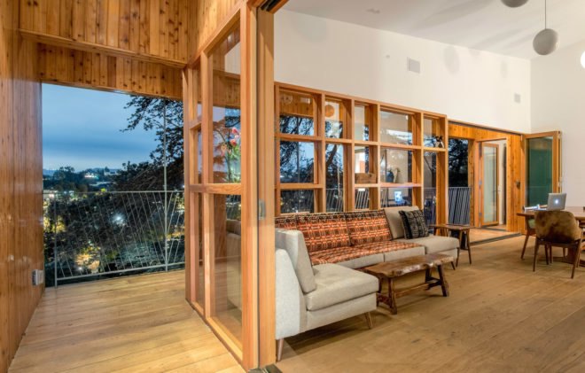 Echo Park architecture, Los Angeles hillside home by Anonymous Architects, House in the Trees by Anonymous Architects, tree grows through a house, tree grows through a building, house with a tree inside, cypress trees architecture los angeles