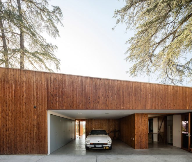 Echo Park architecture, Los Angeles hillside home by Anonymous Architects, House in the Trees by Anonymous Architects, tree grows through a house, tree grows through a building, house with a tree inside, cypress trees architecture los angeles