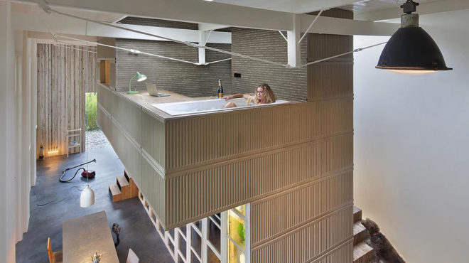 renovated coach house, House of Rolf, Studio Roft, reclaimed materials, the Netherlands, wooden structure, Utrecht, green renovation, green architecture, brick house