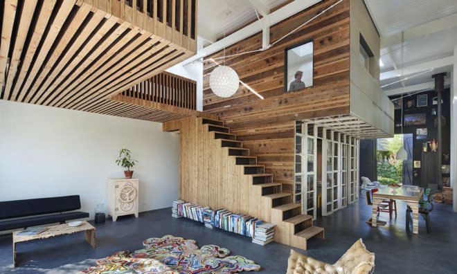 renovated coach house, House of Rolf, Studio Roft, reclaimed materials, the Netherlands, wooden structure, Utrecht, green renovation, green architecture, brick house