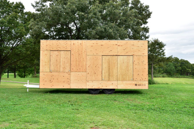 kengo kuma, snow peak, outdoor gear, trailer, tiny trailer, plywood trailer, minimalist trailer, minimalist design, outdoor lifestyle, portable shelter