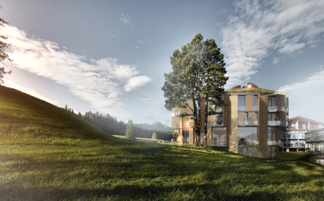Lanserhof Lans, ingenhoven architects, green roof, health facility, Austria, green renovation, Alpine architecture, green extension, natural materials, swimming pool, sauna