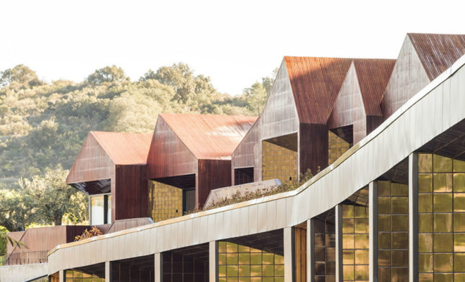 Rebelo de Andrade, Longroiva's Hotel & Thermal Spa, thermal baths, Portugal, green hotel, green architecture, modules, walkway, bungalows