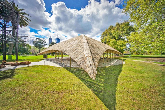 MPavilion by Bijoy Jain, MPavilion 2016, MPavilion 2016 in Melbourne, summer pavilion in Melbourne, bamboo architecture in Australia, Australia summer pavilion, MPavilion in Australia, bamboo MPavilion