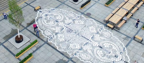 NeSpoon, street art, lace art, Wroclaw, Auckland, Pont-l’Abbé, Warsaw, doily art works, doily imprinted art, public art