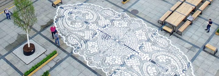 NeSpoon, street art, lace art, Wroclaw, Auckland, Pont-l’Abbé, Warsaw, doily art works, doily imprinted art, public art