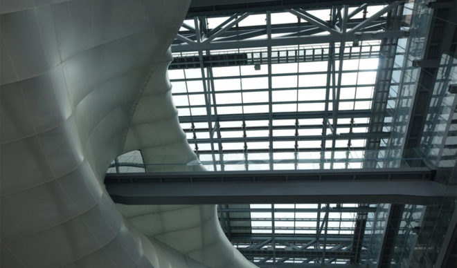 Studio Fuksas, New Rome /EUR Convention Hall and Hotel, congress center, Rome, solar power, double skin facade, glass facade, photovoltaics, clean energy, solar radiation, climate control system, green architecture