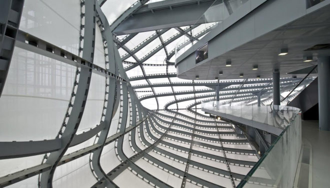 Studio Fuksas, New Rome /EUR Convention Hall and Hotel, congress center, Rome, solar power, double skin facade, glass facade, photovoltaics, clean energy, solar radiation, climate control system, green architecture