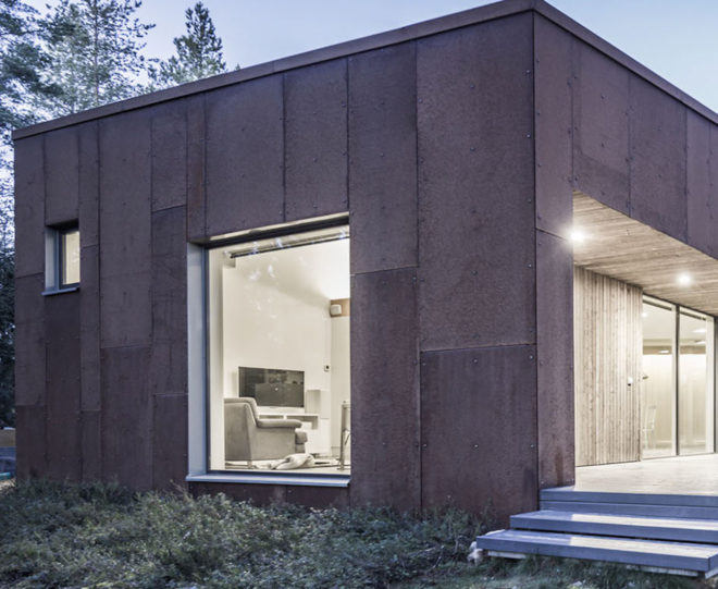 Residence in Muhos by Alt Arkkitehdit, green roofed Finnish house, Residence in Muhos, green roof Corten steel architecture, Corten steel-clad architecture, houses that blend into the surroundings,