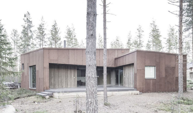 Residence in Muhos by Alt Arkkitehdit, green roofed Finnish house, Residence in Muhos, green roof Corten steel architecture, Corten steel-clad architecture, houses that blend into the surroundings,