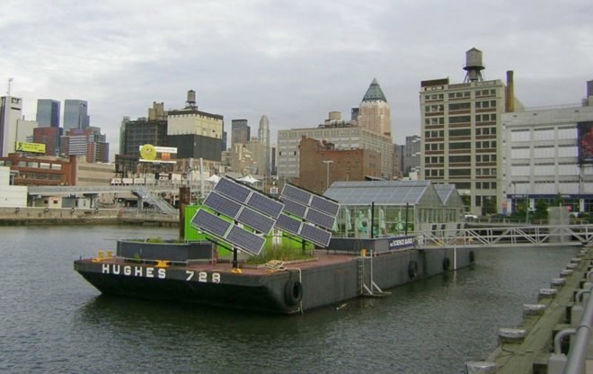Science Barge, Yonkers waterfront, Green Mountain Energy Sun Club, urban farm, off grid farm, urban farming, nyc oyster farm, Solar-powered hydroponics system, hydroponic farm systems, Green Mountain Energy Sun Club, Yonkers mayor, Mayor Mike Spano, floating farms nyc, green design, urban farm systems,
