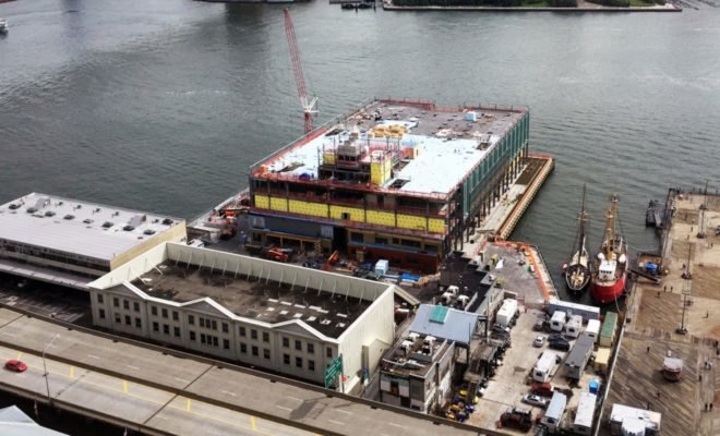 South street seaport, Tin Building, howard hughes building, nyc architecture, nyc waterfront, Howard Hughes Corporation, Tin Building renovation, Fulton Fish market warehouse, Pier 17 reconstruction, Uniform Land Use Process, ULURP, Landmark Preservation Commission, Seaport's Fulton Fish Market,