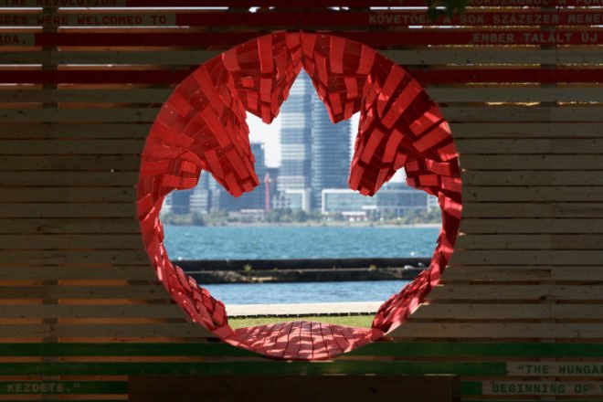 Tunnel Through Time, Hello Wood, temporary installation, Toronto, temporary memorial, Canada, wooden structure, Hungary, green architecture, timber structure