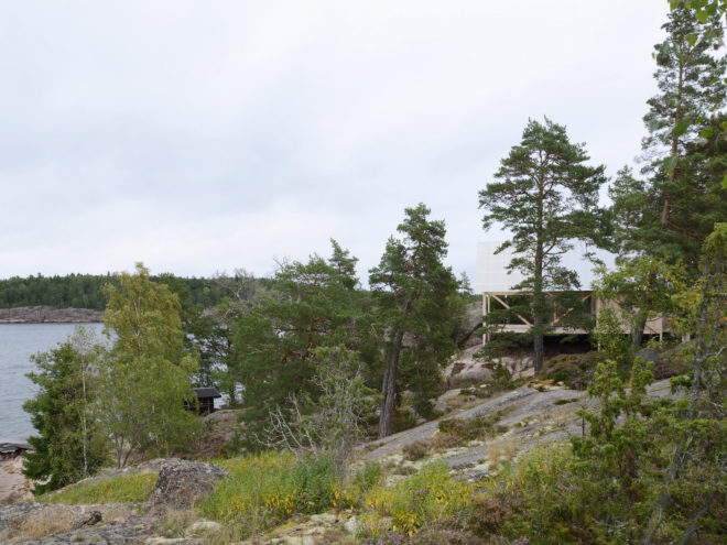 Viggsö Cabin by Arrhov Frick Arkitektkontor, Viggsö island cabin, Viggsö architecture, elevated holiday cabin, timber cabin on stilts, modern Swedish cabin architecture