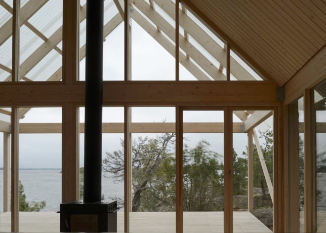 Viggsö Cabin by Arrhov Frick Arkitektkontor, Viggsö island cabin, Viggsö architecture, elevated holiday cabin, timber cabin on stilts, modern Swedish cabin architecture