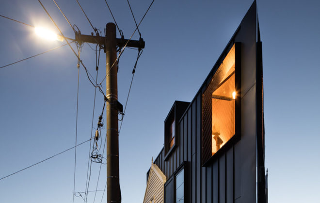 Acute House, Oof! Architecture, green renovation, Victorian cottage, Melbourne, reused building materials, Victorian weatherboard, open spaces, balcony, hanging plants, solar panels, solar hot water, water-efficient toilet, energy efficient appliances