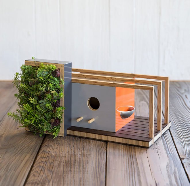 Architecture, modern architecture, design, birdhouse, birdhouses, Douglas Barnhard, Sourgrassbuilt, California, Santa Cruz, repurposed materials, Frank Lloyd Wright, Eichler, Bauhaus, Mixed Media House