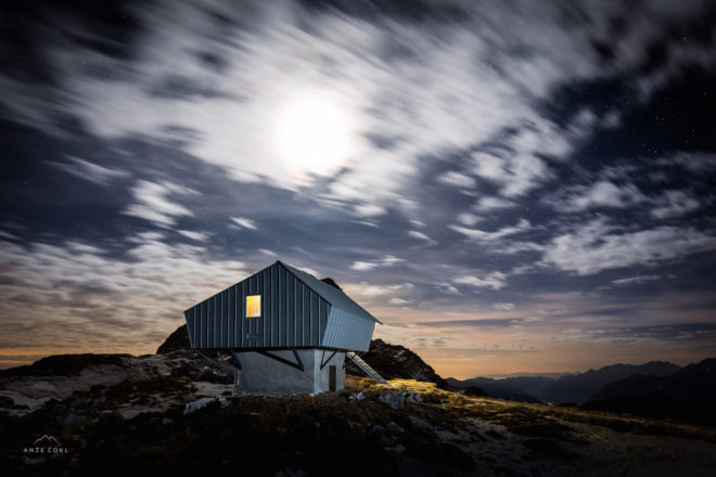 Bivak na Prehodavcih by Premica Architects, Slovenia alpine architecture, Triglav National Park cabin, Triglav National Park architecture, prefabricated alpine cabin, prefab mountain cabin, architecture built on bunkers,