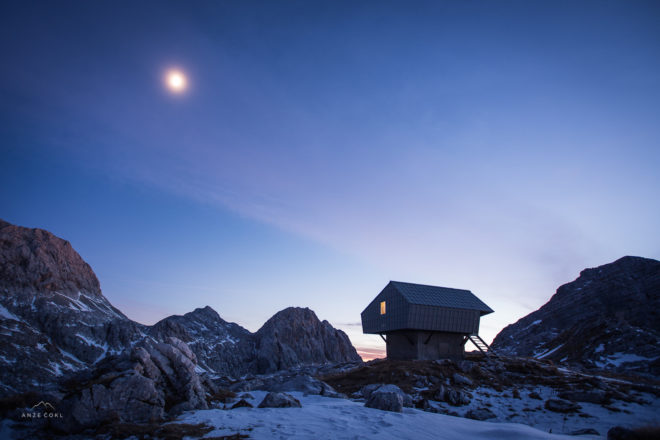 Bivak na Prehodavcih by Premica Architects, Slovenia alpine architecture, Triglav National Park cabin, Triglav National Park architecture, prefabricated alpine cabin, prefab mountain cabin, architecture built on bunkers,