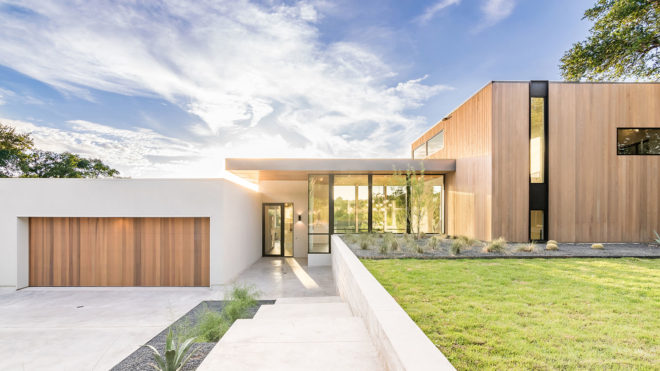 [Bracketed Space] House, Matt Fajkus Architecture, infinity pool, Austin, open-plan, Texas, natural light, green architecture, glazing, glass facade, natural stucco, concrete, cedar, steel